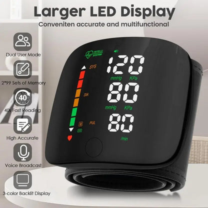 Wrist Blood Pressure Monitor Led Display