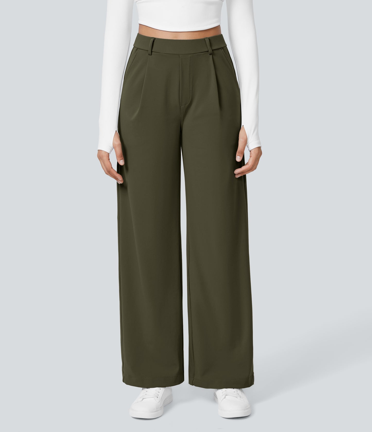 High Waisted Pocket Straight Leg Work Pants