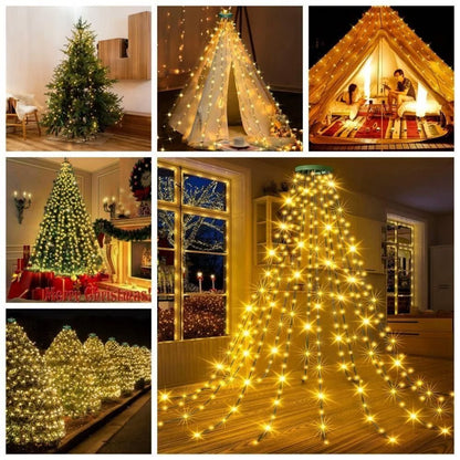 Waterproof Christmas Tree Waterfall Lights with Ring
