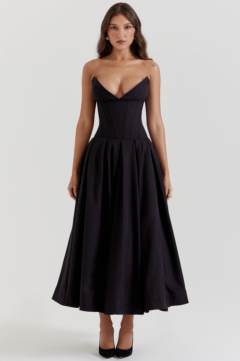 MADEMOISELLE BLACK TULLE MIDI DRESS