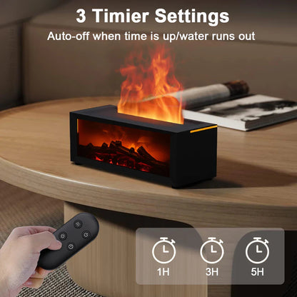 Smart Humidifier & Essential Oil Diffuser – Realistic LED Fireplace Ambiance
