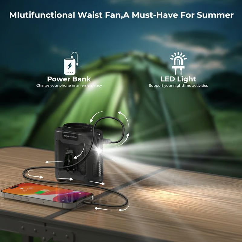 🌬️ Portable USB Waist Fan – Stay Cool Anywhere, Anytime!