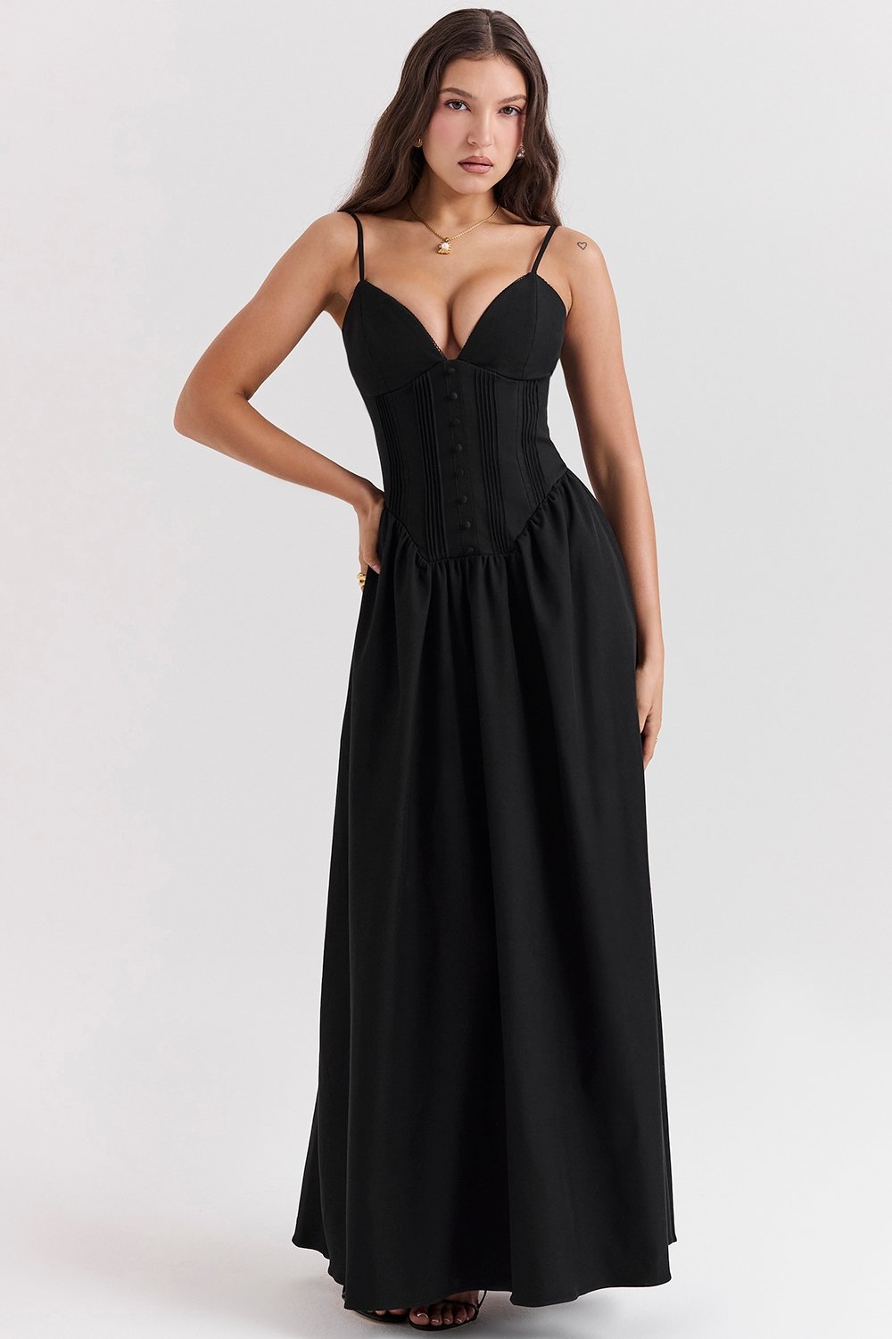 MADEMOISELLE BLACK TULLE MIDI DRESS
