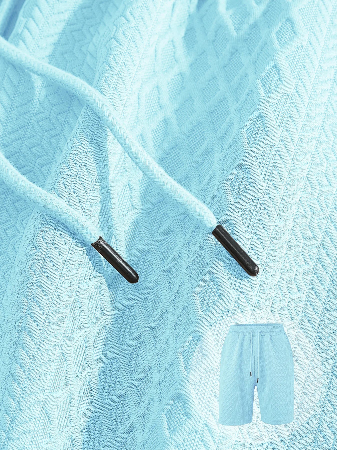 🌴Men's Solid Textured Polo Shirt & Shorts Set🌞