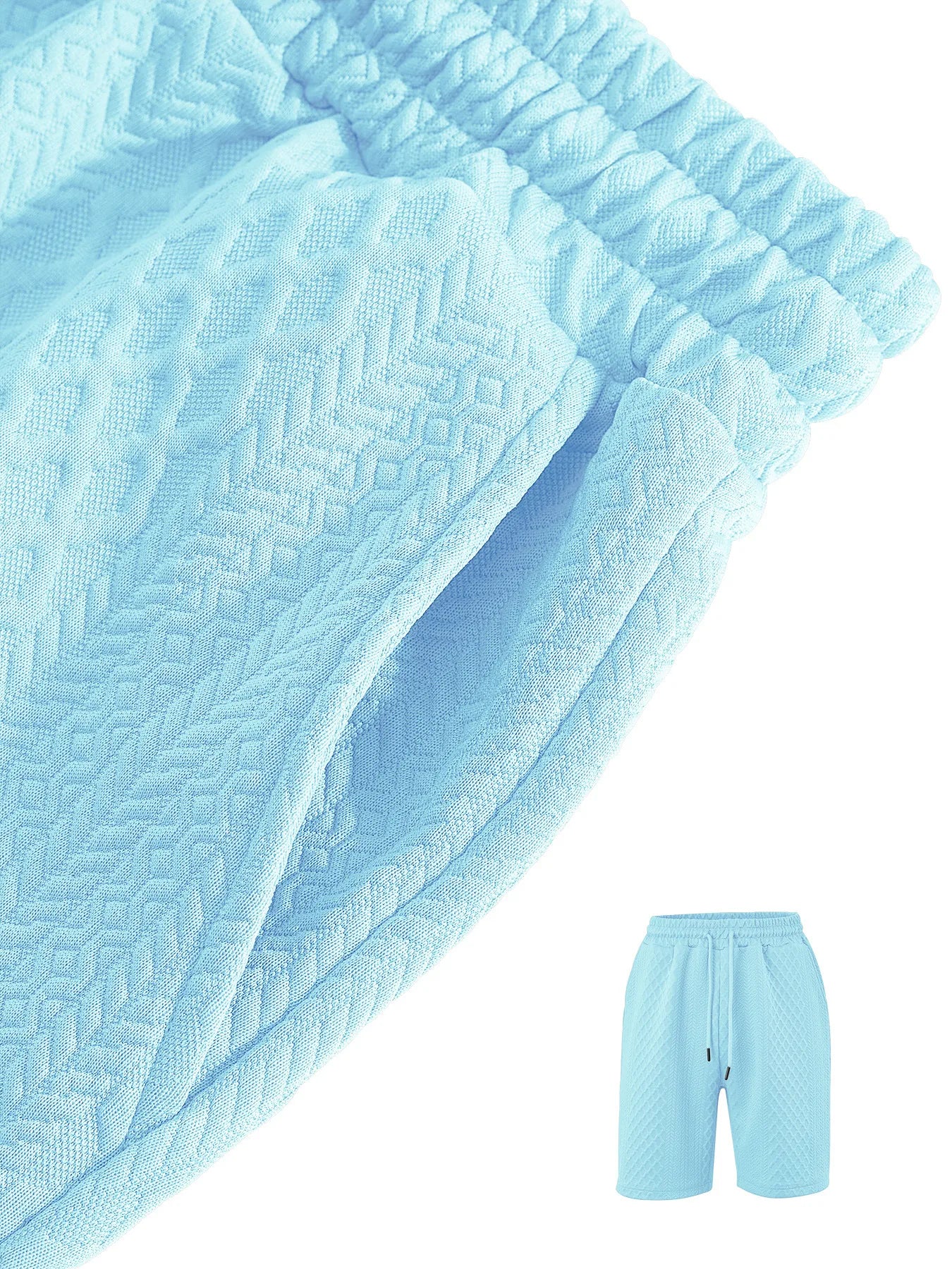 🌴Men's Solid Textured Polo Shirt & Shorts Set🌞