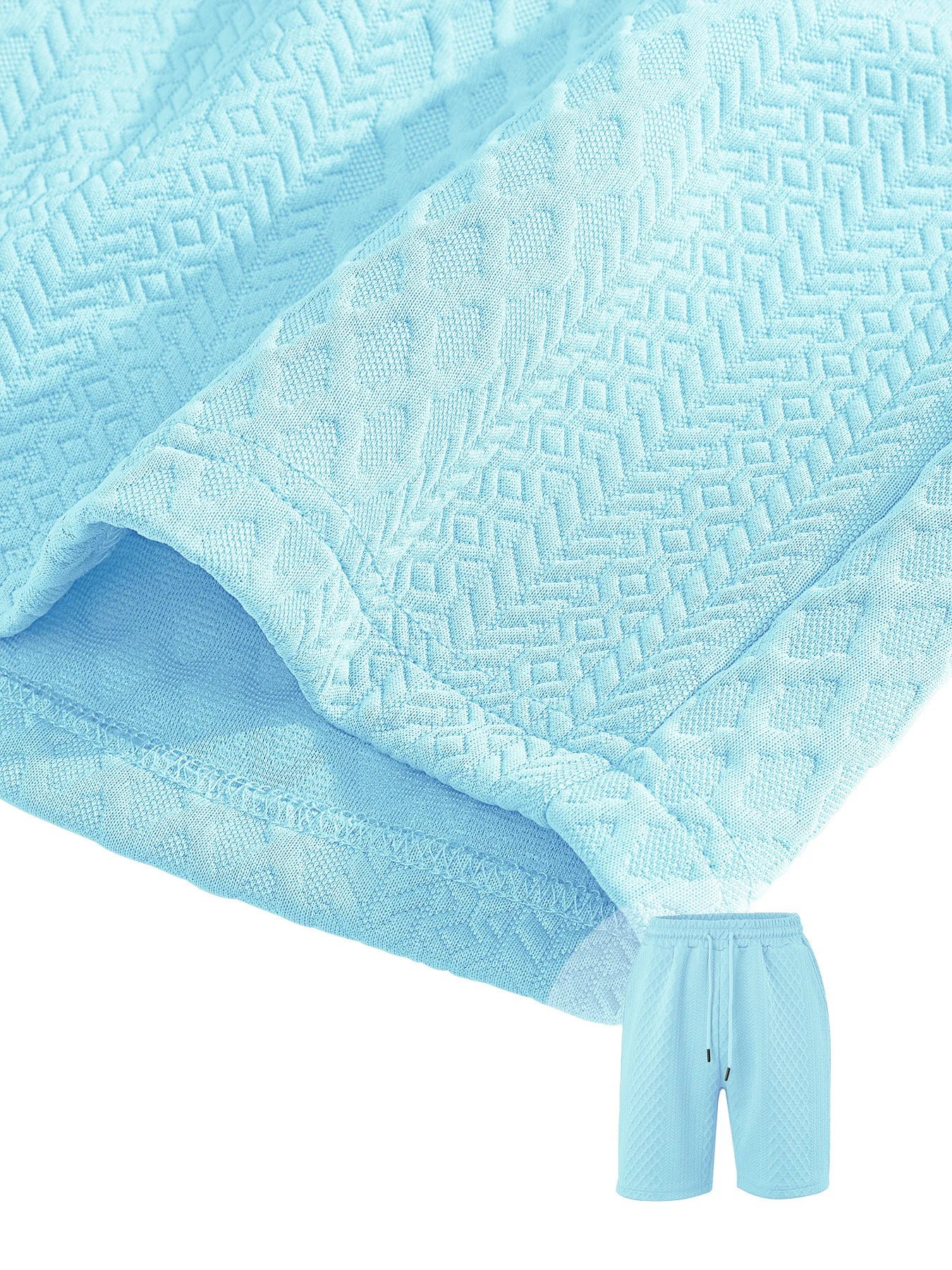 🌴Men's Solid Textured Polo Shirt & Shorts Set🌞