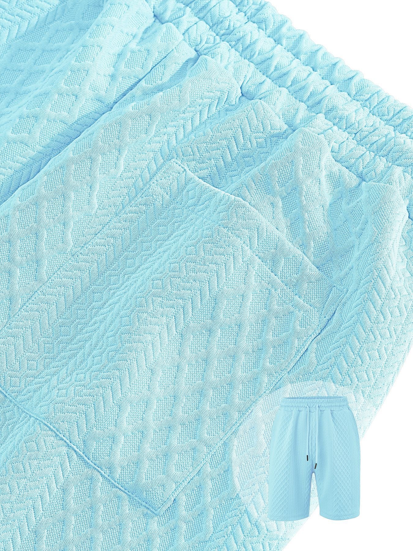 🌴Men's Solid Textured Polo Shirt & Shorts Set🌞