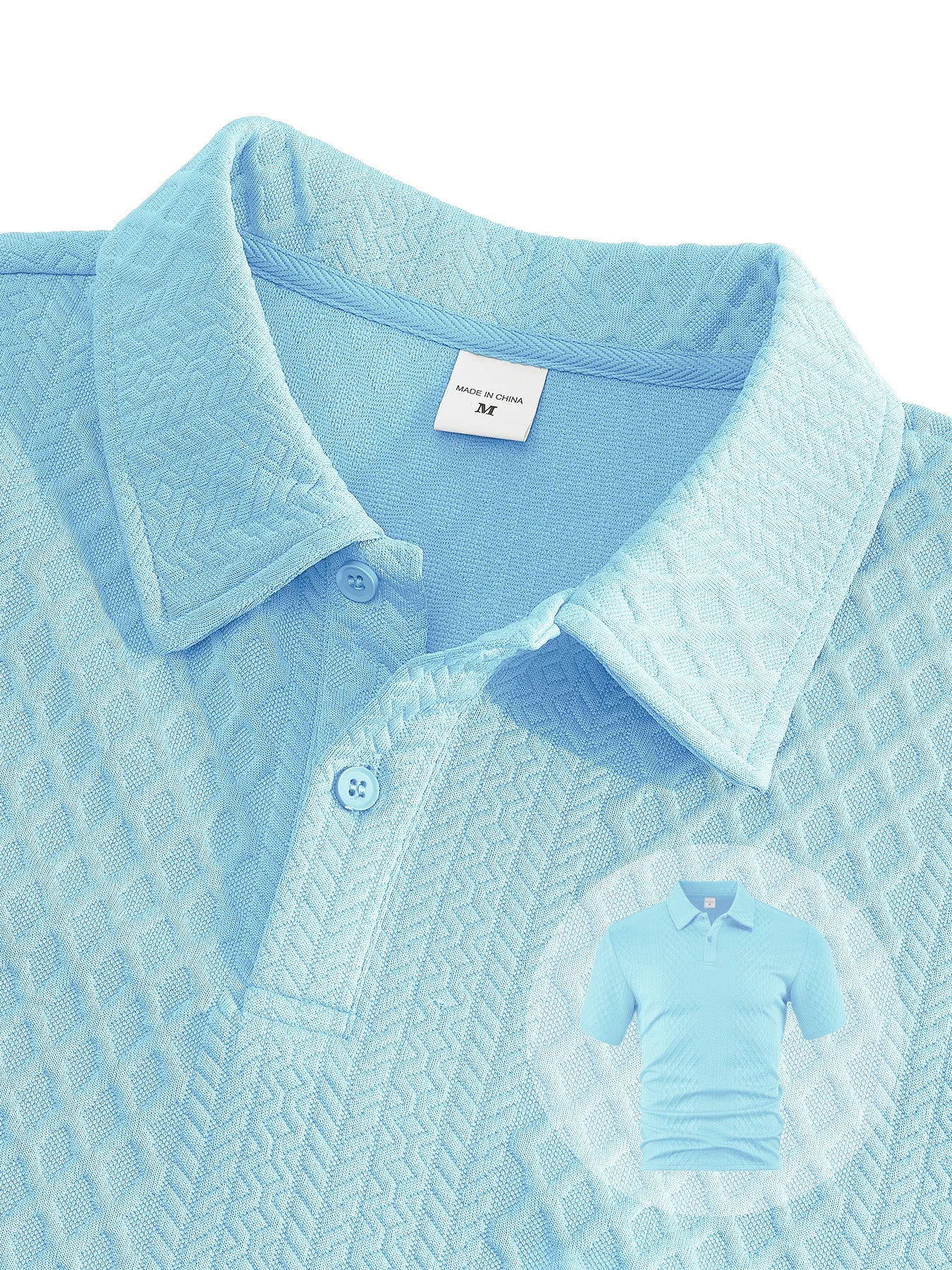 🌴Men's Solid Textured Polo Shirt & Shorts Set🌞