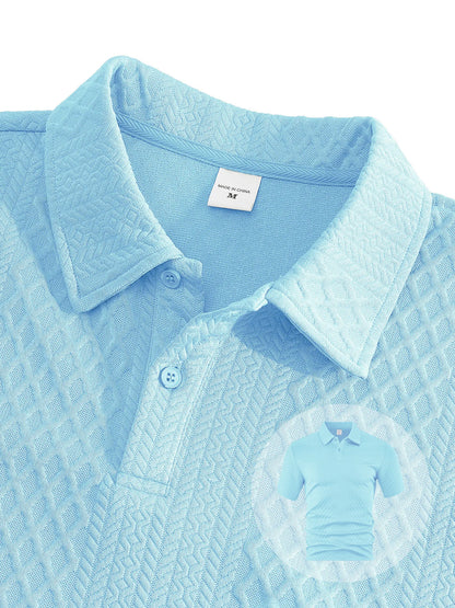 🌴Men's Solid Textured Polo Shirt & Shorts Set🌞