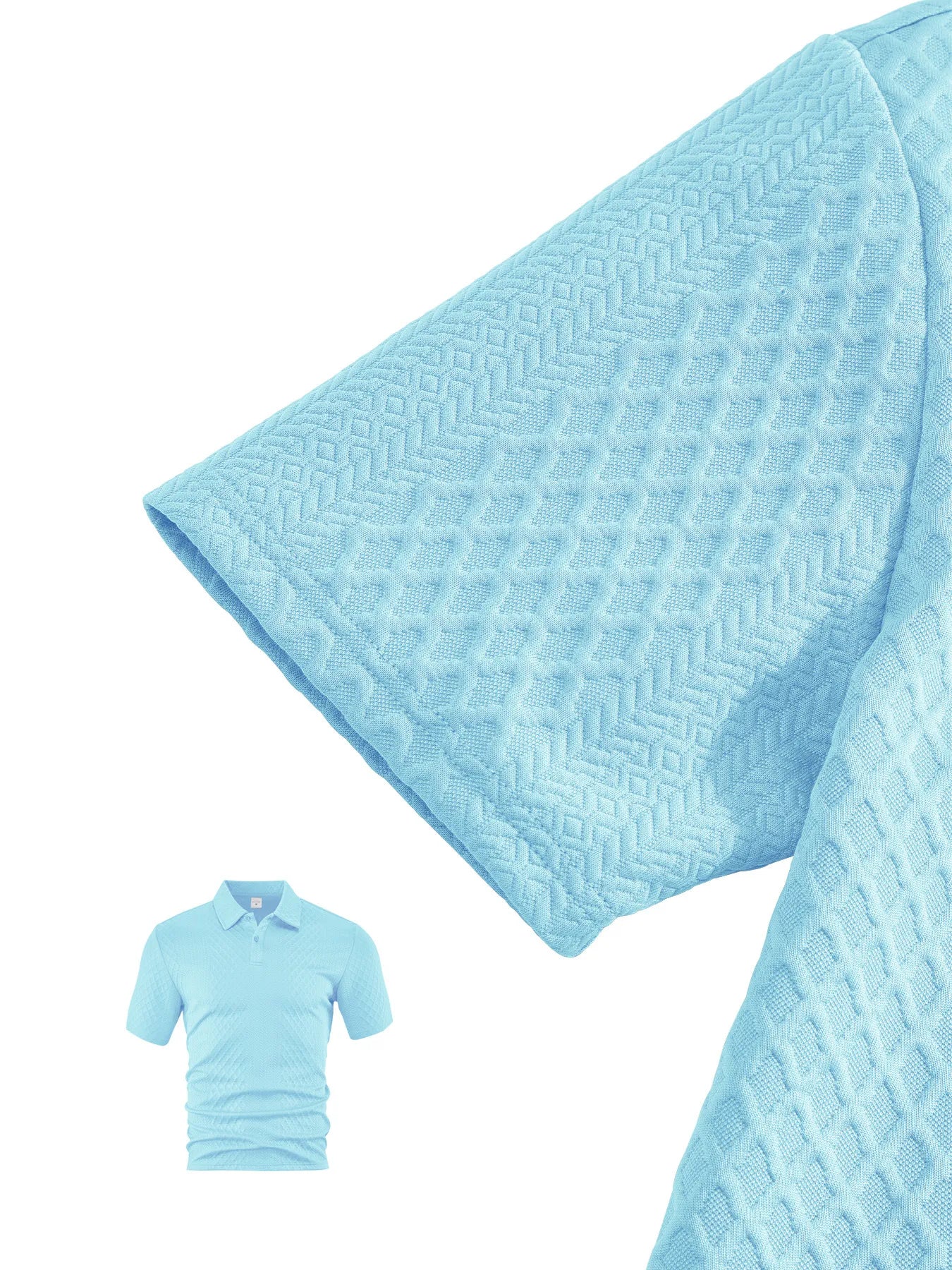 🌴Men's Solid Textured Polo Shirt & Shorts Set🌞