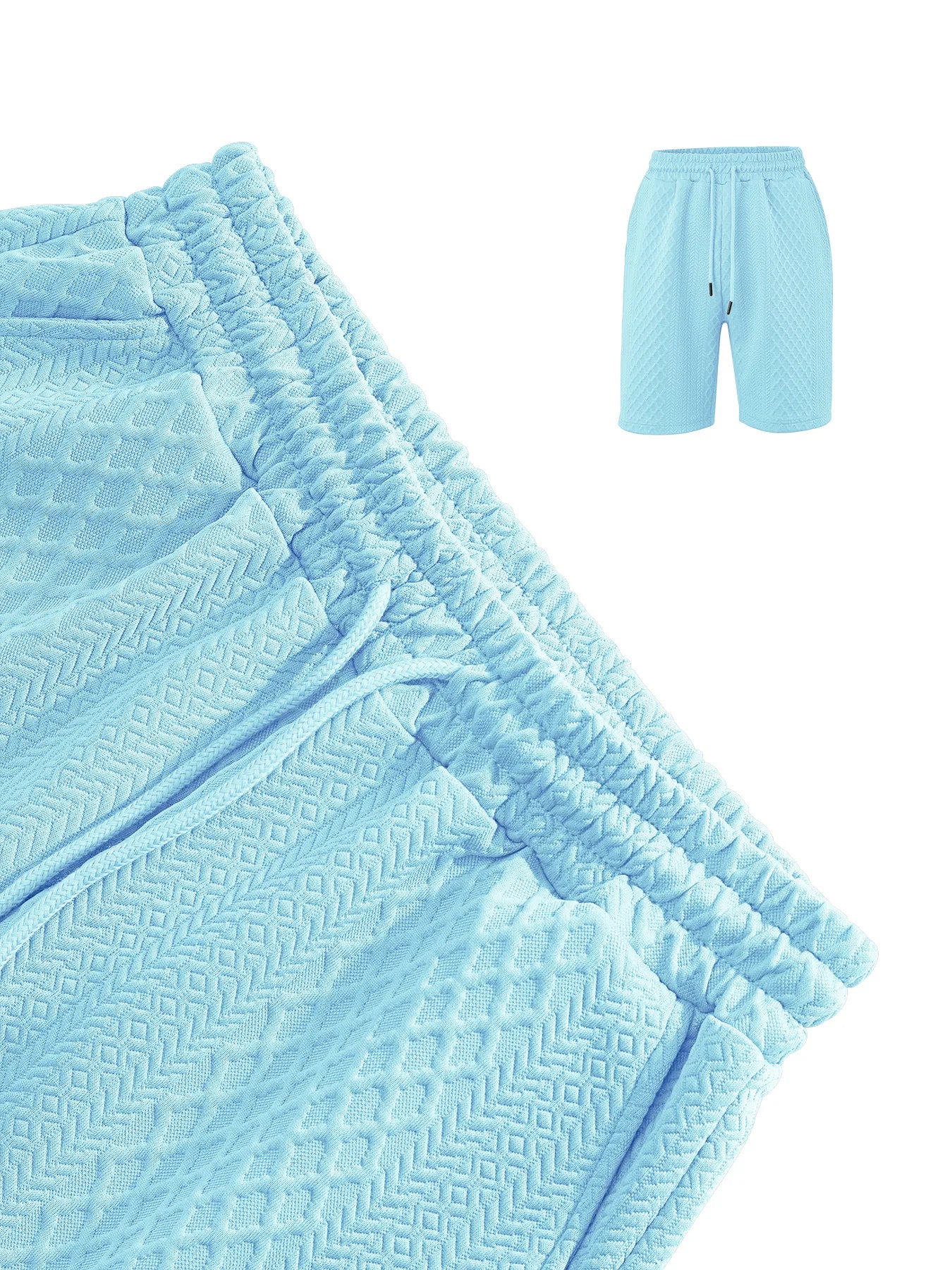 🌴Men's Solid Textured Polo Shirt & Shorts Set🌞