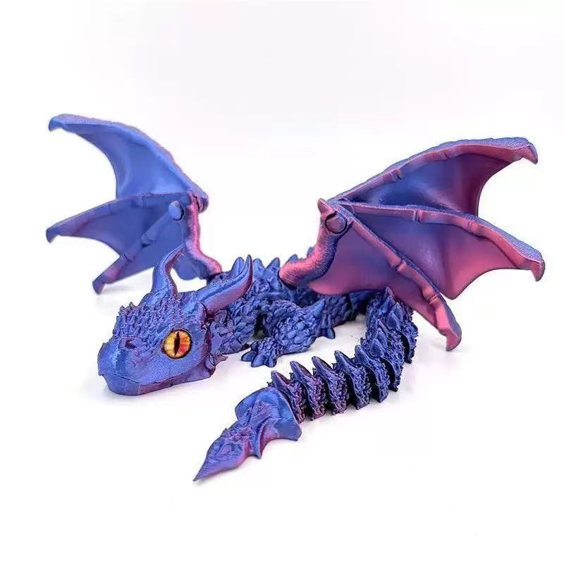 2PCS 12" 3D Printed Dragons with Articulated Wings