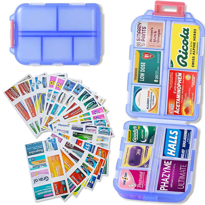 Smart Pocket Pill Organizer – 7 Day Travel Medicine Case with 147 Labels