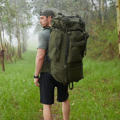 65L Waterproof Oxford Mountaineering Backpack with Rain Cover