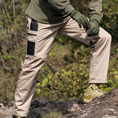 Men's solid color printed pocket zipper waterproof tactical work pants