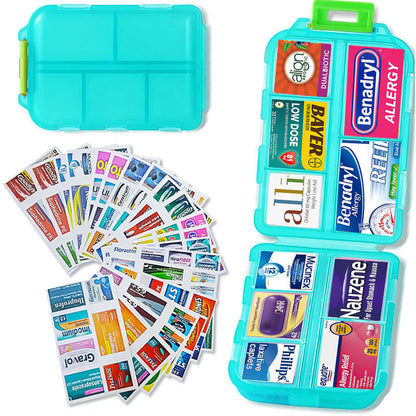 Smart Pocket Pill Organizer – 7 Day Travel Medicine Case with 147 Labels