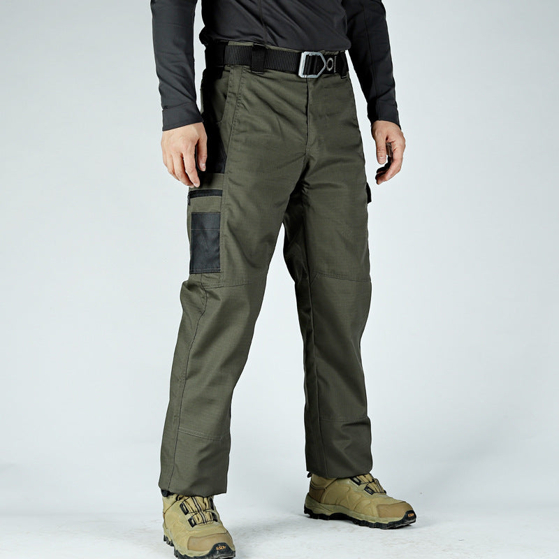 Men's solid color printed pocket zipper waterproof tactical work pants