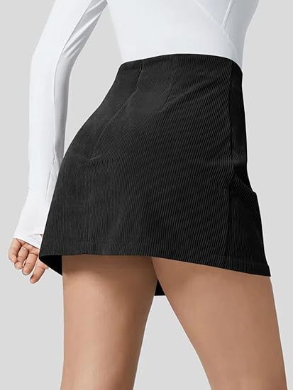 High Waisted 2-in-1 A Line Mini Corduroy Casual Skirt