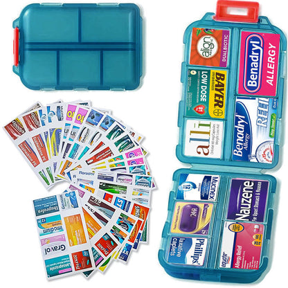 Smart Pocket Pill Organizer – 7 Day Travel Medicine Case with 147 Labels