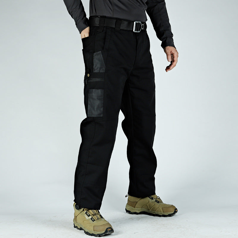 Men's solid color printed pocket zipper waterproof tactical work pants
