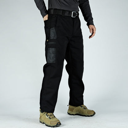Men's solid color printed pocket zipper waterproof tactical work pants