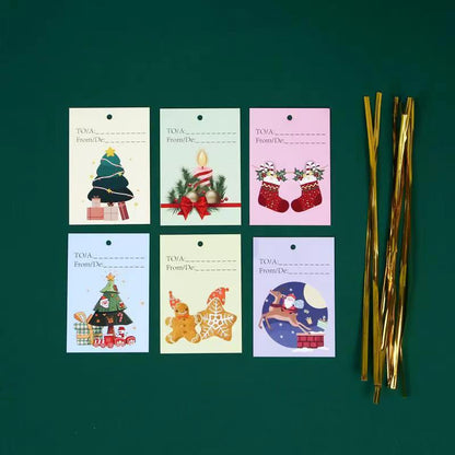 Christmas Drawstring Gift Bags Sets with  Hang Tags