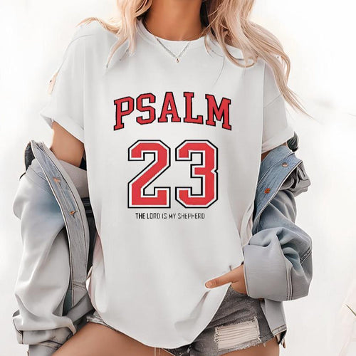Women's Casual T-Shirt with Psalm 23 Print