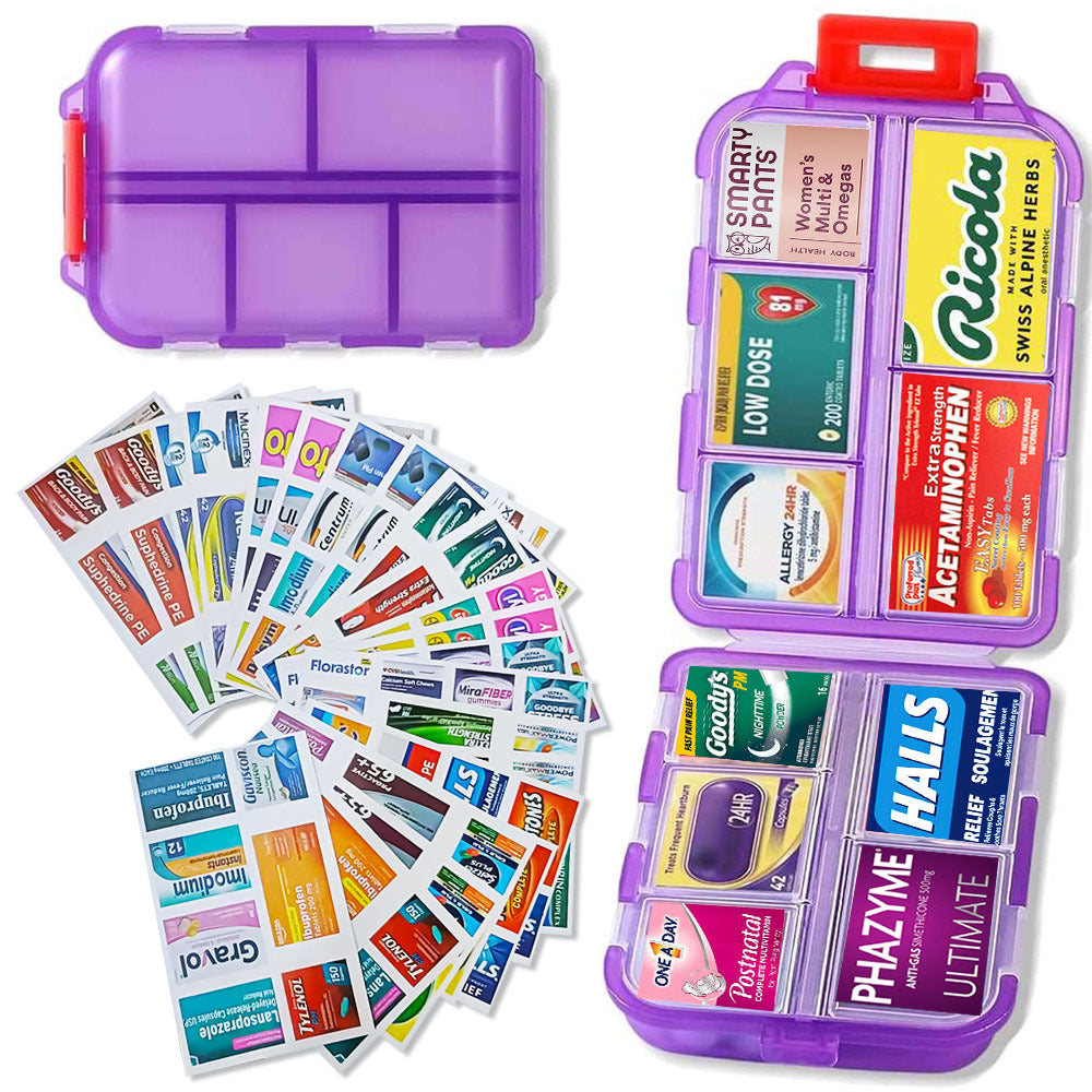 Smart Pocket Pill Organizer – 7 Day Travel Medicine Case with 147 Labels