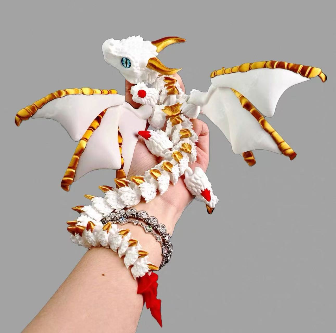 2PCS 12" 3D Printed Dragons with Articulated Wings