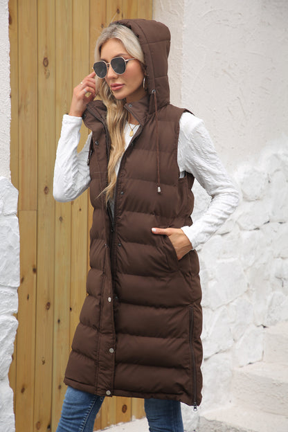 Women With Hood Sleeveless Down Vest