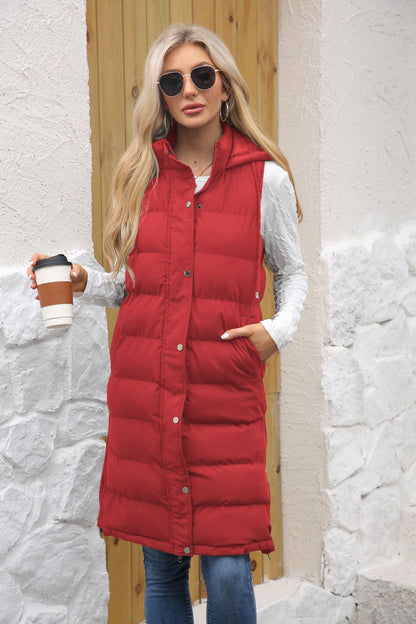 Women With Hood Sleeveless Down Vest