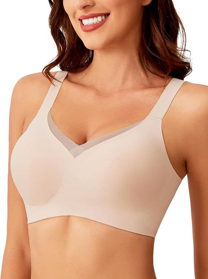 Womens Wireless Bras V Mesh Comfortable Bralette Supportive