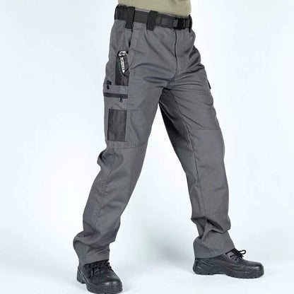 Men's solid color printed pocket zipper waterproof tactical work pants