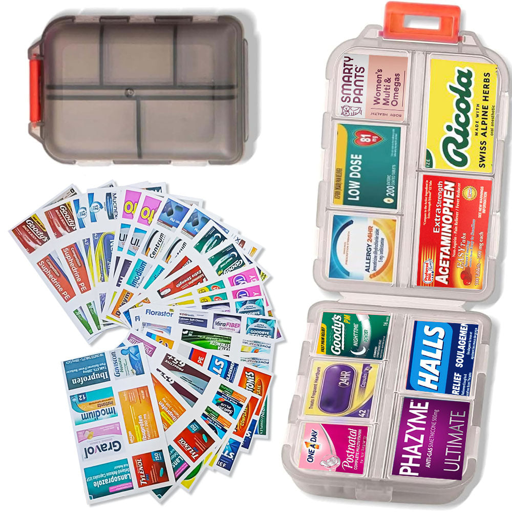 Smart Pocket Pill Organizer – 7 Day Travel Medicine Case with 147 Labels