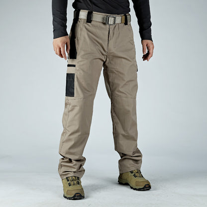 Men's solid color printed pocket zipper waterproof tactical work pants