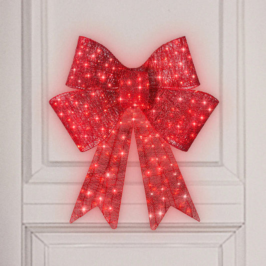 Set of 2 Pre-Lit Christmas Bow Decoration