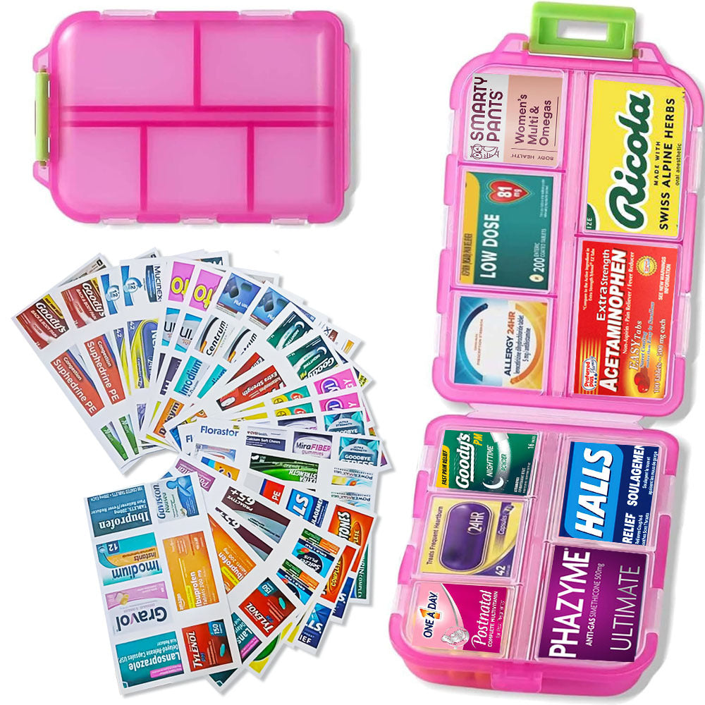 Smart Pocket Pill Organizer – 7 Day Travel Medicine Case with 147 Labels