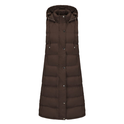 Women With Hood Sleeveless Down Vest