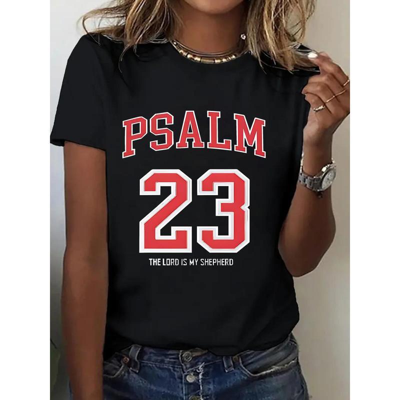 Women's Casual T-Shirt with Psalm 23 Print