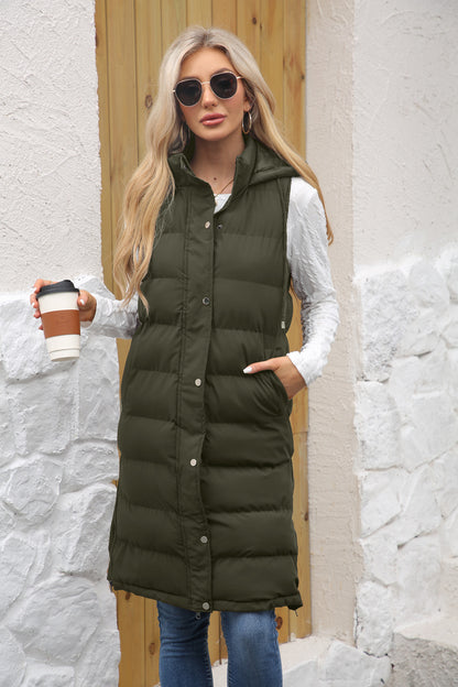 Women With Hood Sleeveless Down Vest