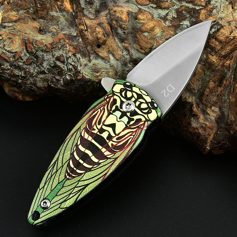 Cicada Pattern High Hardness D2 Steel Folding Blade