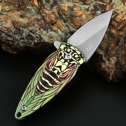 Cicada Pattern High Hardness D2 Steel Folding Blade