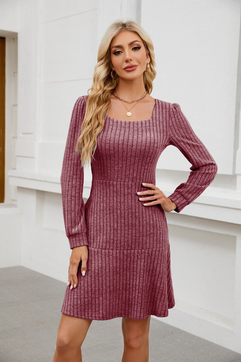 Women’s Square Neck Long Sleeve Fall Dress