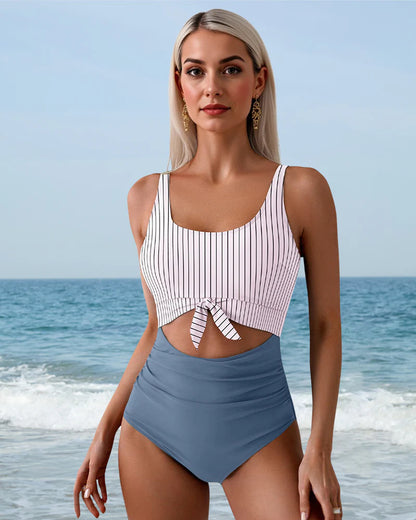 Ruched Tie-Knot Tummy Control One-Piece Swimsuit
