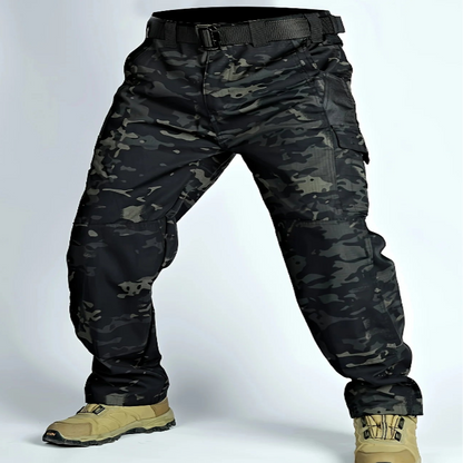Men's solid color printed pocket zipper waterproof tactical work pants
