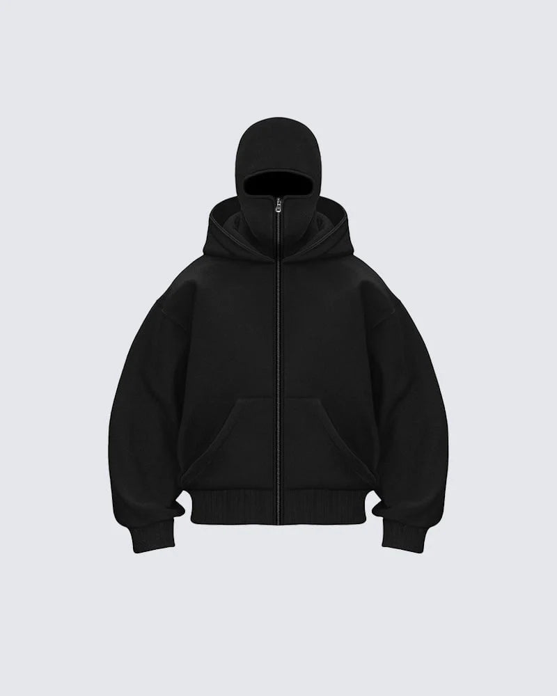 Double Hooded Zip Jacket Wind-resistant Winter Hoodies for Men