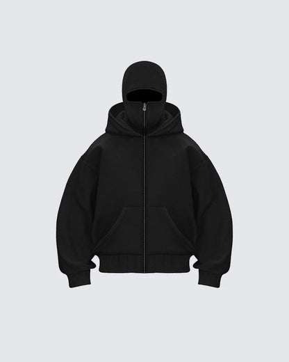 Double Hooded Zip Jacket Wind-resistant Winter Hoodies for Men