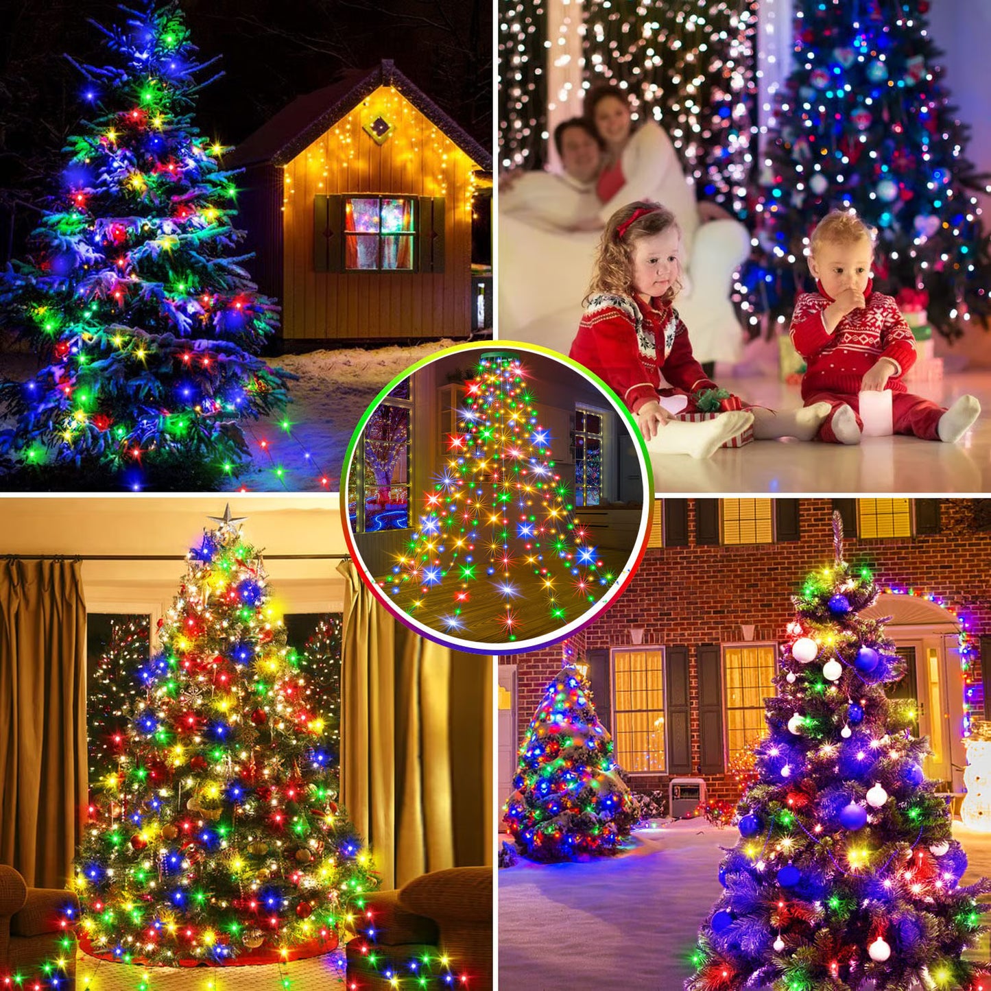 Waterproof Christmas Tree Waterfall Lights with Ring