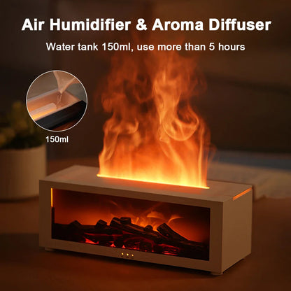 Smart Humidifier & Essential Oil Diffuser – Realistic LED Fireplace Ambiance