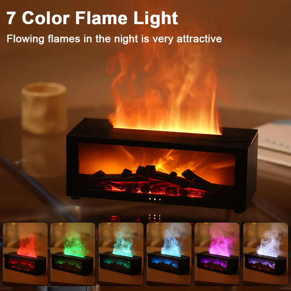 Smart Humidifier & Essential Oil Diffuser – Realistic LED Fireplace Ambiance